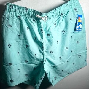 Men's Aqua Palm Tree Swim Shorts